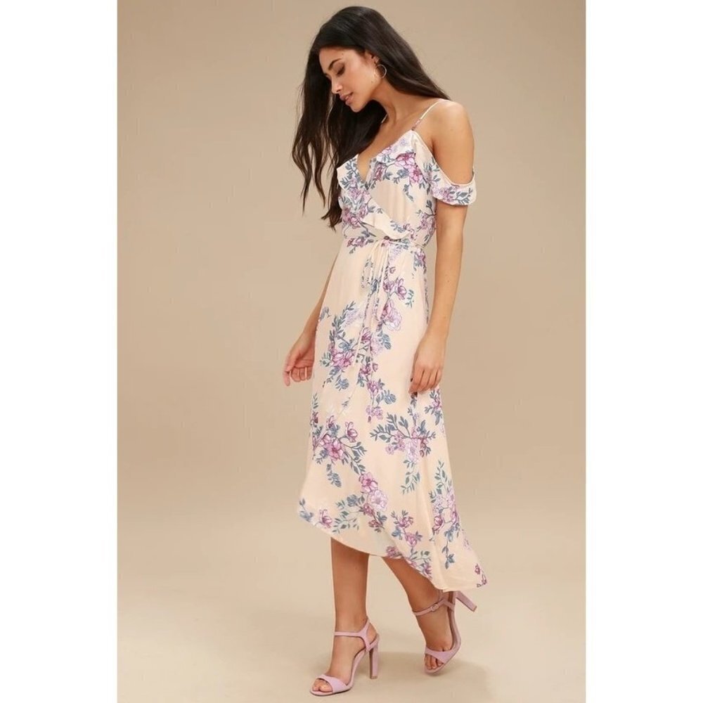 NWT Lulus Floral Wrap Garden Party Midi Dress - Medium